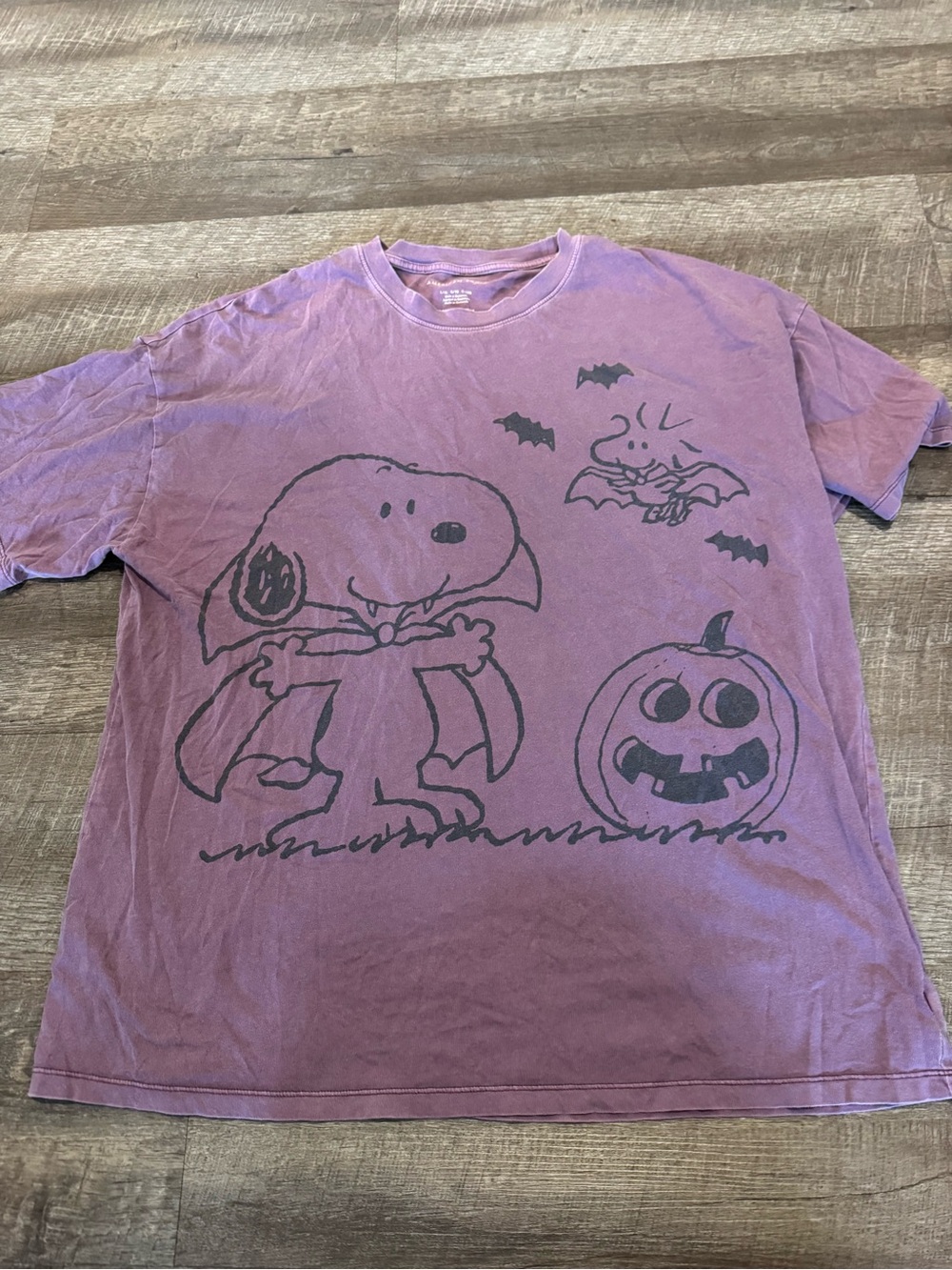 American Eagle Outfitters Purple Snoopy Vampire Pumpkin Graphic Tee